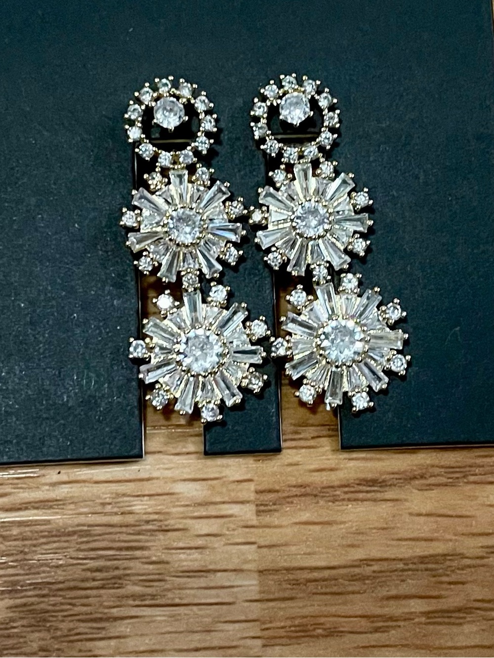 Perry Street “Charlotte” Gold & Crystal Statement Earrings. NWOT